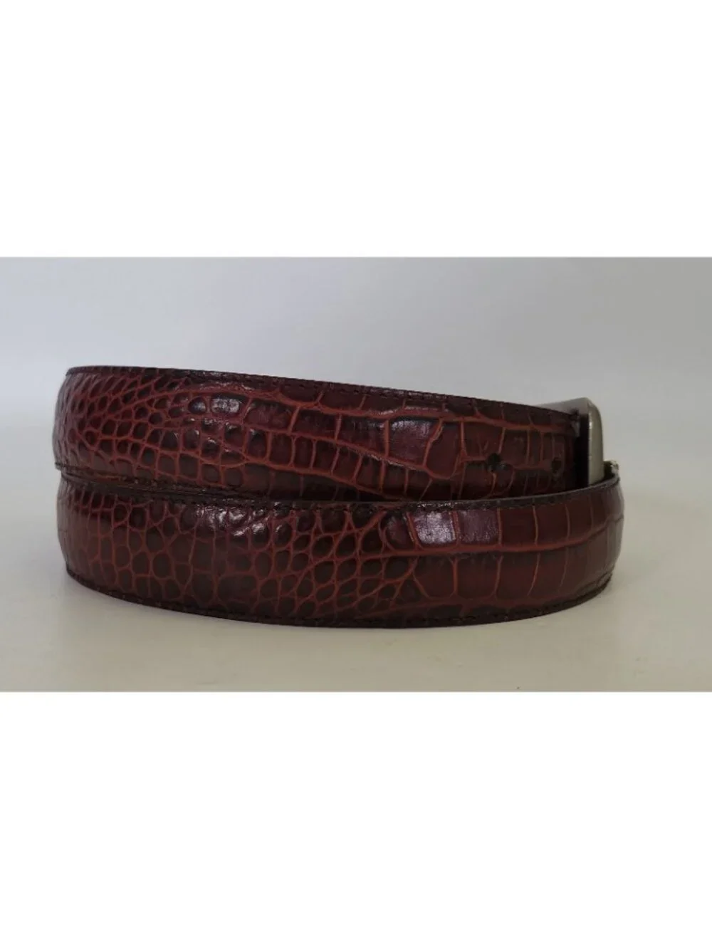 Vtg Made in USA Polo Ralph Lauren Alligator Crocodile Print Leather Belt Sz 36